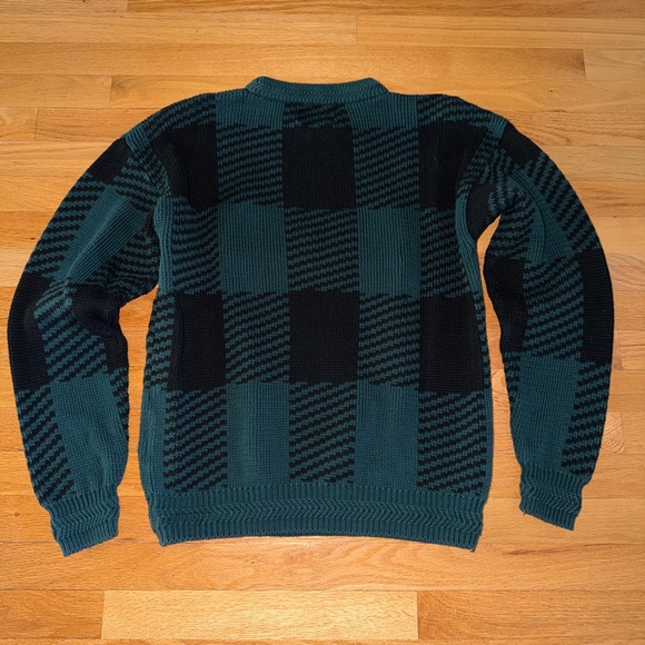 CHAPS Ralph Lauren Plaid Mens Pullover Sweater Moose Green Black - Picture 3 of 9